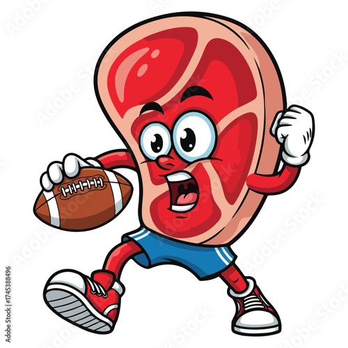 Cartoon Steak Food Vector Illustration