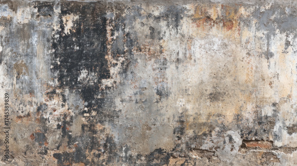 Fototapeta premium Weathered wall texture background showing aged paint and brick details
