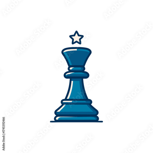 Blue chess king piece with a star on top, symbolizing victory and strategy in a game setting