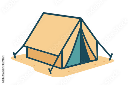 Simple A-frame camping tent structure for wilderness adventure and summer recreation