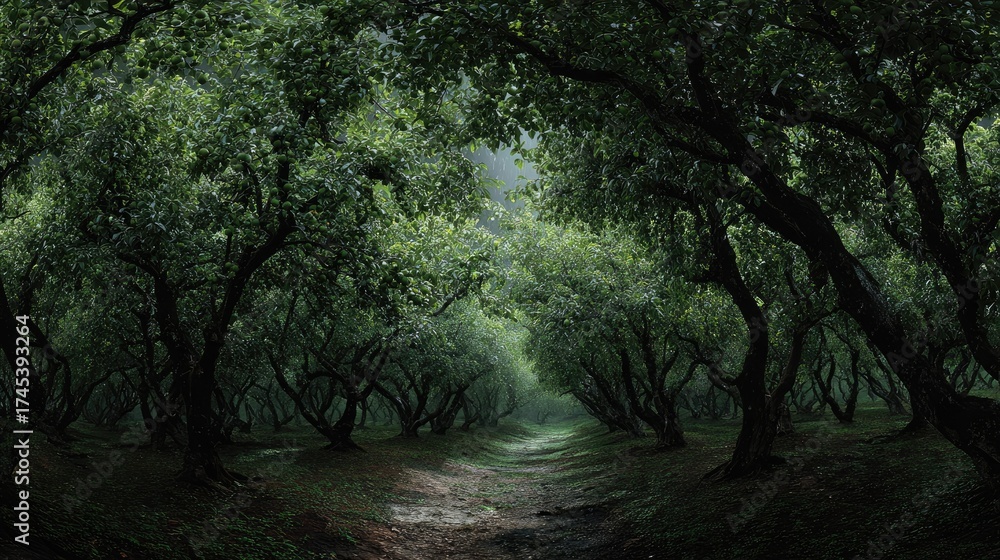 Fototapeta premium Moonlit Wax apple orchard Silver Serenity