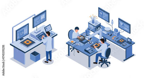 Advanced semiconductor research and development in modern laboratory setting