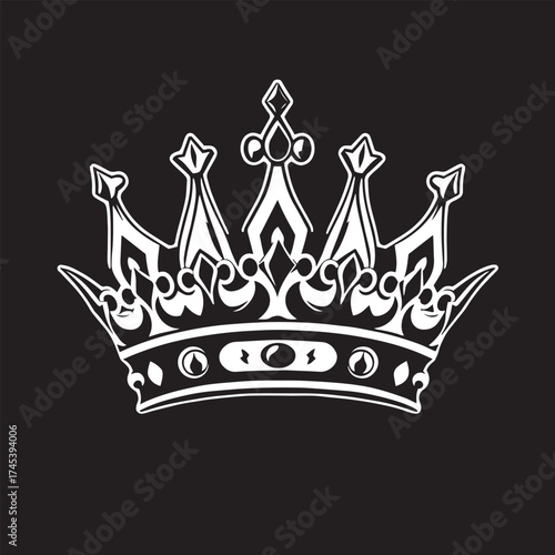Royal crown luxury vector design concept black and white illustration.