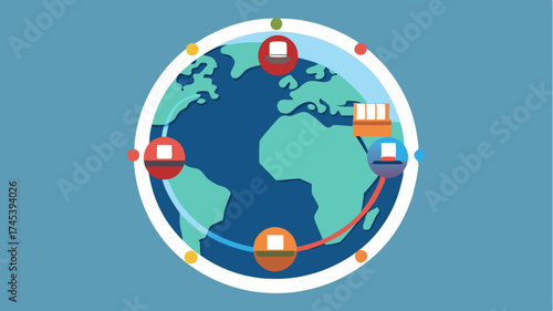 A circular infographic displaying key statistics for global shipping volumes representing major trade routes and cargo types.