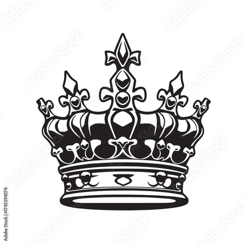 Royal crown luxury vector design concept black and white illustration.