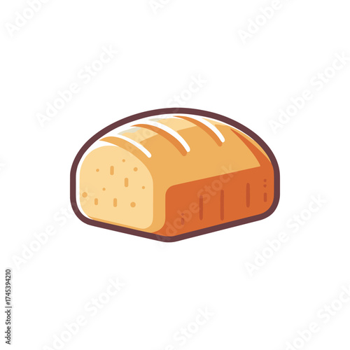 Freshly baked loaf of bread on a white background, showcasing its golden crust and soft interior