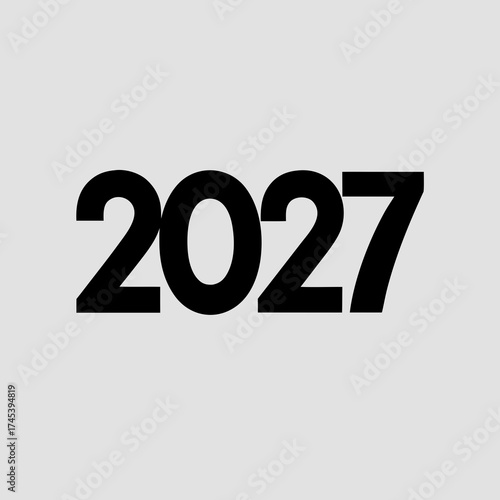 Bold black sans-serif font numeral 2027 displayed horizontally on a light gray background year future