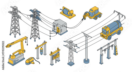 Isometric electricity infrastructure and equipment in modern power network design