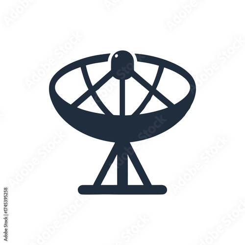 Satellite dish on a sturdy base, capturing signals in a clear blue sky, with clouds in the background