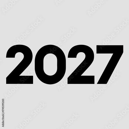 Bold black sans-serif font numbers 2027 centered on a light gray background year future
