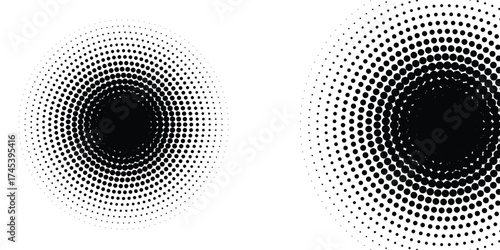 Halftone gradient. Dotted gradient, smooth dots spraying and halftones dot background seamless horizontal geometric pattern vector template set. unique dots modern circles