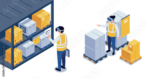 Isometric warehouse operations with virtual reality technology and automation robotics