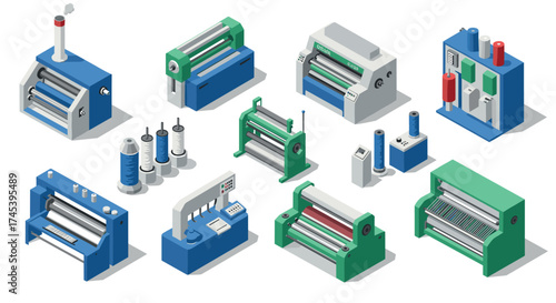 Industrial printing equipment isometric set