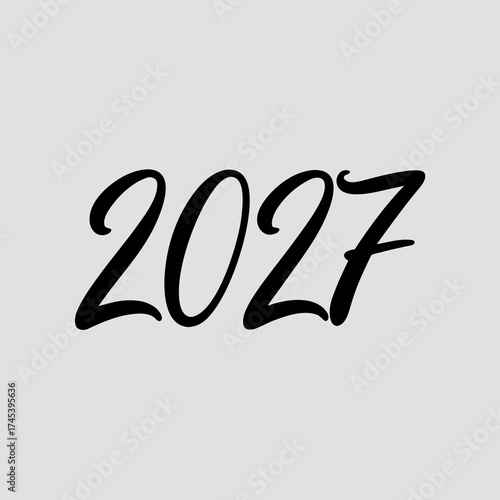 Black cursive number 2027 on a light gray background year new year