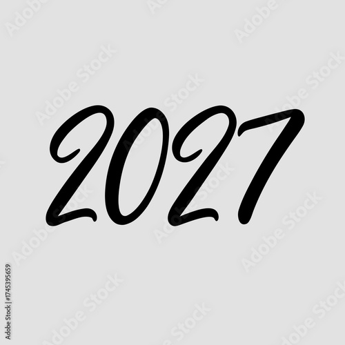 Black cursive number 2027 on a light gray background year new year