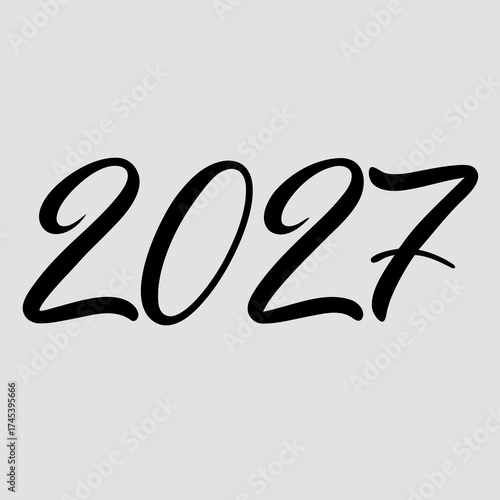 Black cursive number 2027 on a light gray background year new year