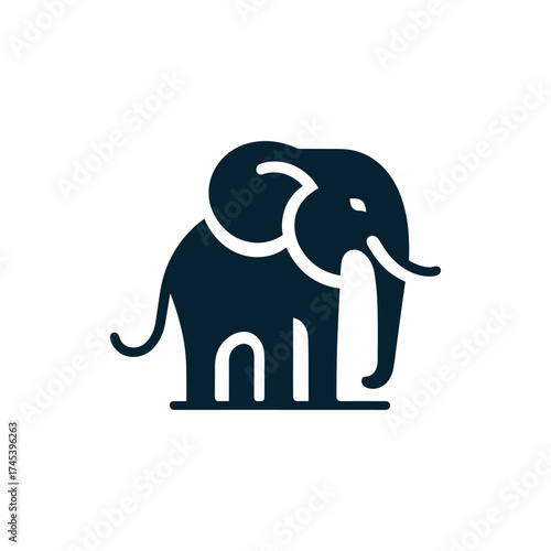 Stylized elephant illustration representing wildlife conservation, set against a minimalistic background