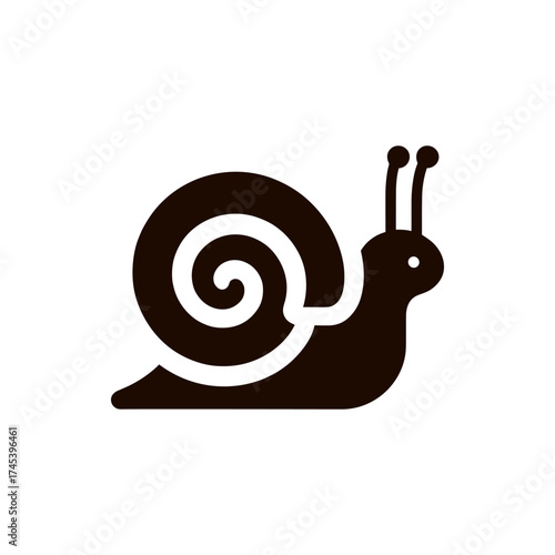 Stylized illustration of a snail with a spiral shell on a clean white background