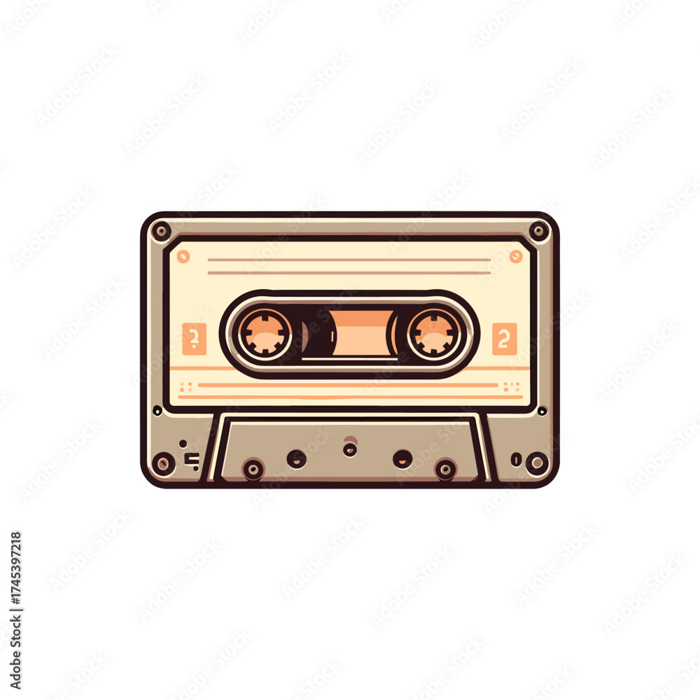 Obraz premium Vintage audio cassette tape illustration featuring intricate design elements and details