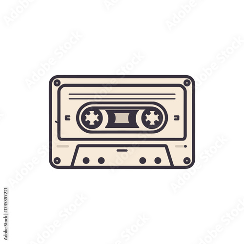 Vintage audio cassette tape illustration on a plain background, symbolizing nostalgia for music