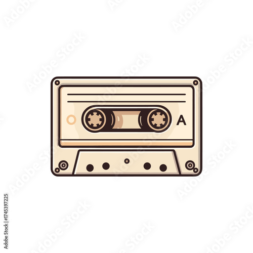 Vintage audio cassette tape illustration with a classic design, showcasing music nostalgia