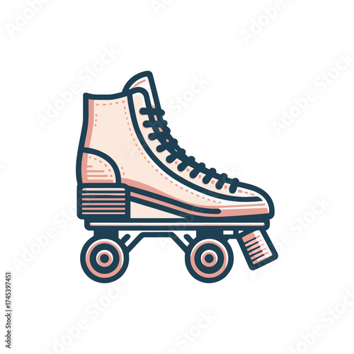 Vintage roller skate illustration showcasing a stylish design with detailed laces and wheels