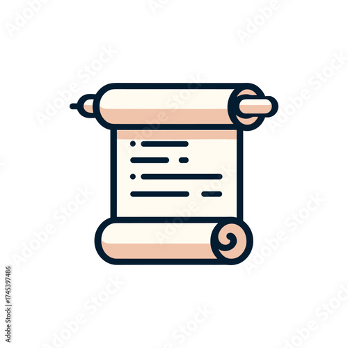 Vintage scroll with written text, depicting historical documentation in a serene background
