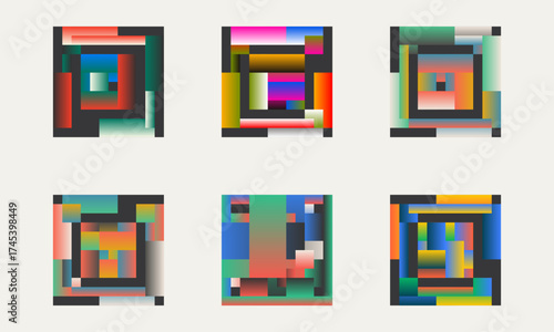 Abstract Geometric Vector Pattern Background With Gradient  Color Transition Effect.