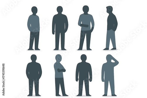 Generic human figures standing in various poses representing people and crowd