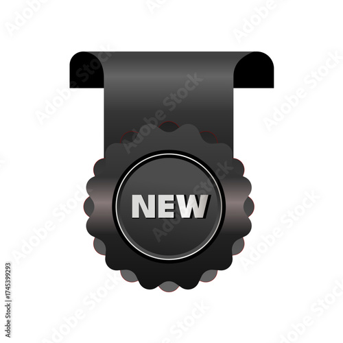 new product black ribbon badge vector illustration