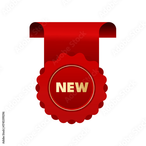 new product red ribbon badge  - vector illustration
