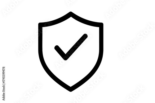 Protective shield shape with a large checkmark symbol representing security and verification