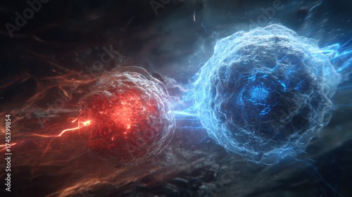 Red and Blue Energy Spheres Interacting in a Cosmic Environment