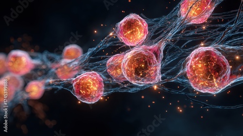 Abstract Representation of Microscopic Cells and Fiber Network