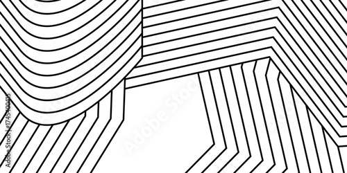 A striking monochrome background with a complex geometric pattern of alternating straight and curved lines, creating a modern and abstract visual.