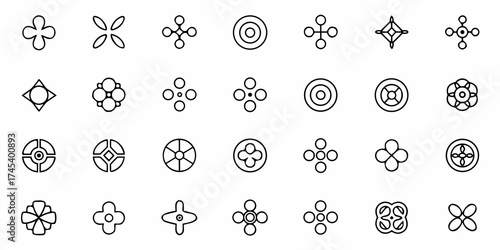 Elegant collection of minimalistic geometric shapes, perfect for logo design, branding projects, and creating sophisticated patterns, offering versatile design elements