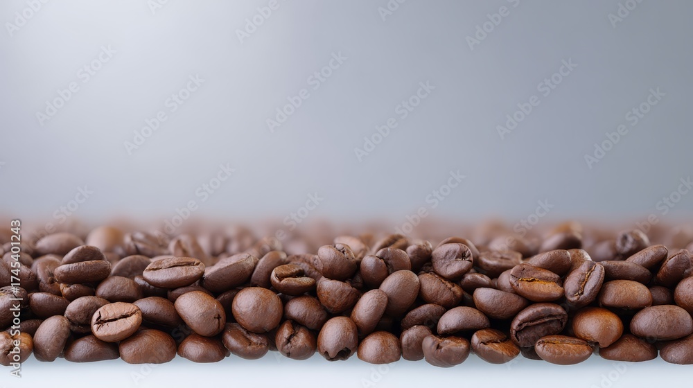 Obraz premium Coffee beans scattered across clean white surface brown coffee beans displayed on pristine white background