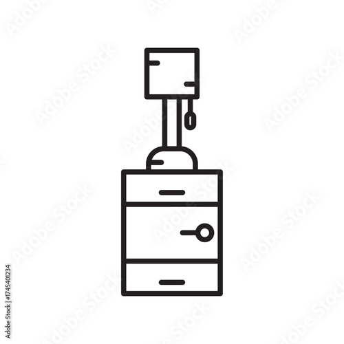 Bedside table line icon, nightstand outline, bedroom furniture design.
