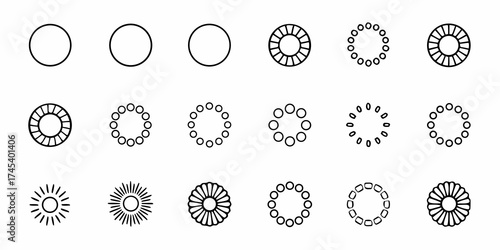 Dynamic collection of circular loading icons and progress spinners visually representing waiting, progress, and system activity for modern interfaces and user experience design