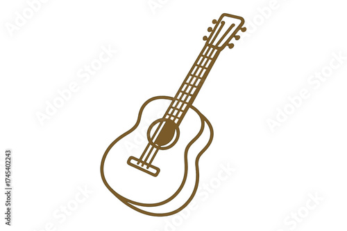 Minimalist outline sketch of a classic acoustic guitar string instrument