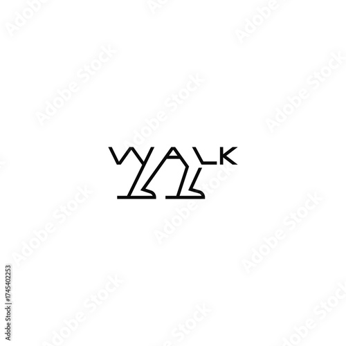 Walk feet typographic logo, creative design.