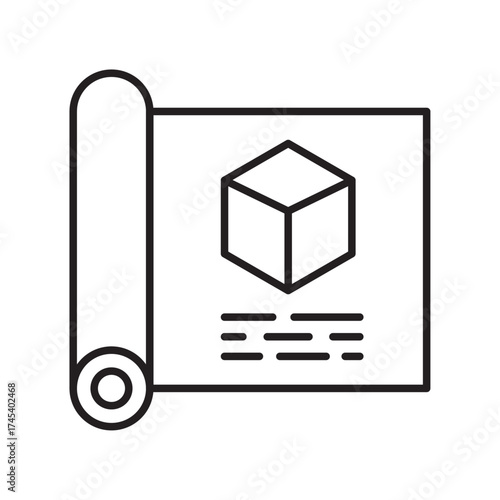 Blueprint line icon, architecture plan outline, technical drawing design.