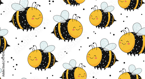 Cute cartoon bumblebees flying in a pattern.