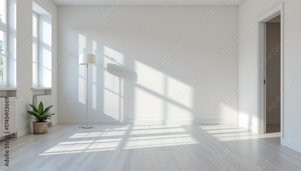 Fototapeta premium An interior view of a modern and well lit living room area in a house during the day