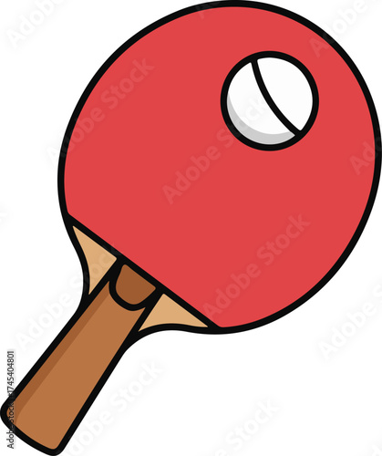 Red Table Tennis Paddle with White Ball on White Background ping pong racket