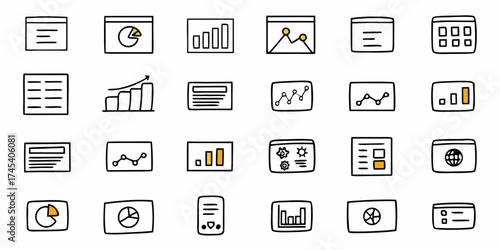 Dynamic data visualization icons capture business growth and analytical insights, perfect for modern reports and presentations