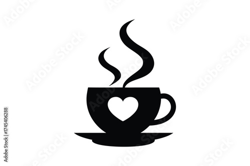 Coffee Cup silhouette  vector bundle, Set of Valentine Coffee Cup silhouette vector 