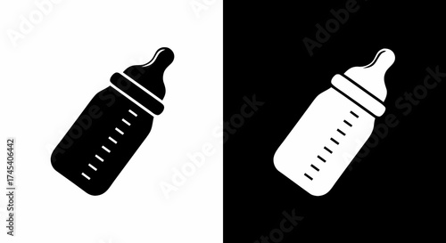 Flat Milk Bottle Vector Icon
