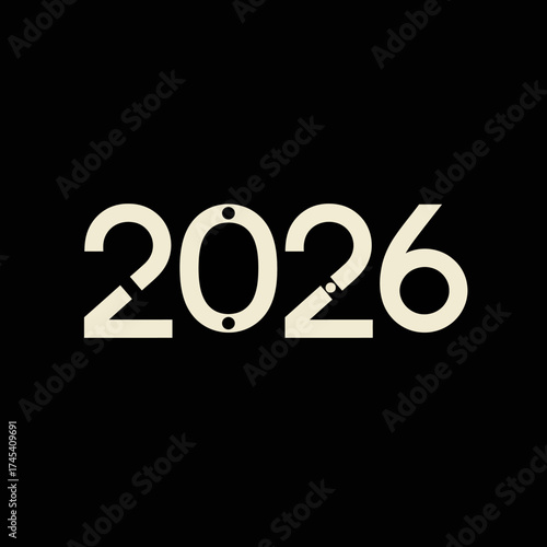 Minimalist 2026 Typography on Black Background Design