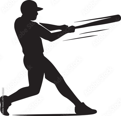 Baseball Batter Swinging Silhouette | Dynamic Action Vector Art